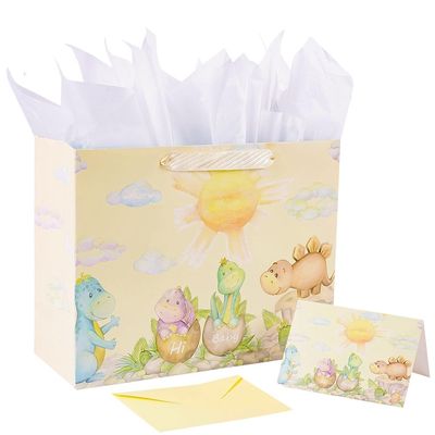 quality Foldable Neonate Baby Cartoon Gift Shopping Paper Bags with Your Own Logo on Ivory Board factory